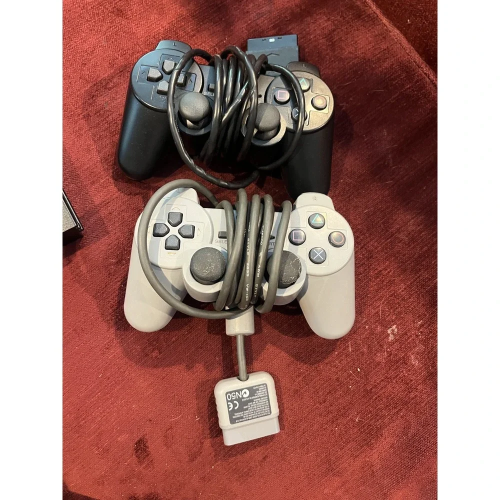 Slim Sony Playstation2 Console Lot 6 Games 2 Controllers Cords Tested + working